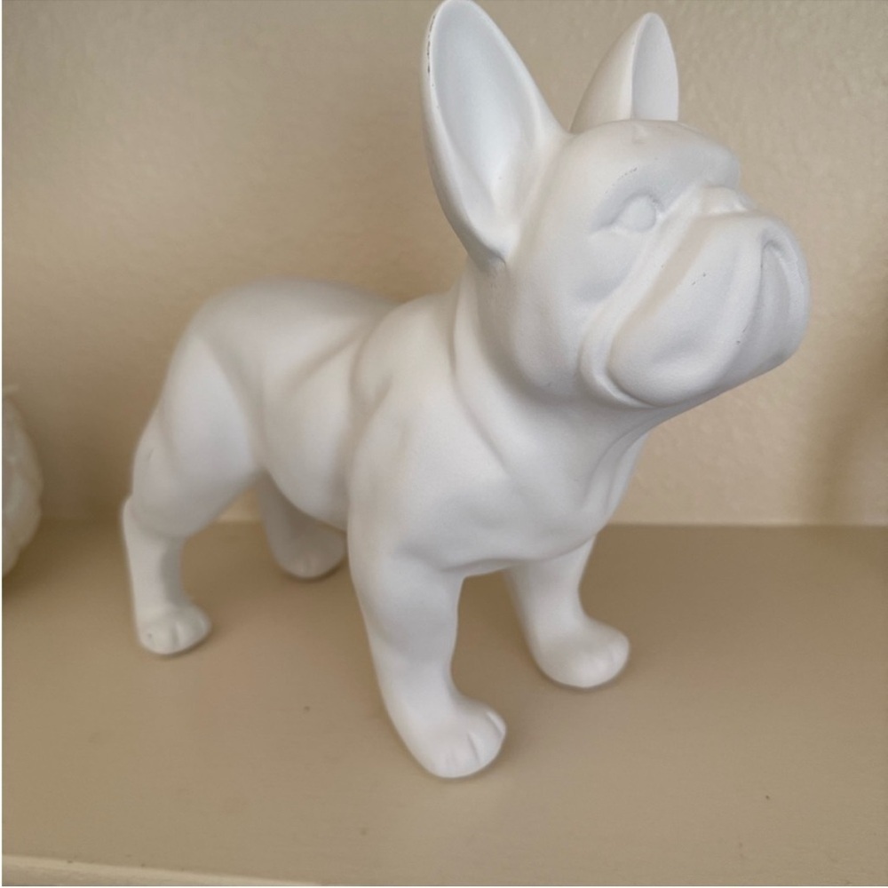 White Matte Ceramic French Bulldog Figurine - Picture 6 of 6